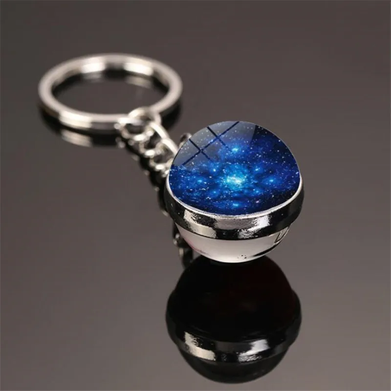 

Fashion cool color galaxy universe pattern glass ball keychain men's decorative pendant accessories jewelry gifts wholesale