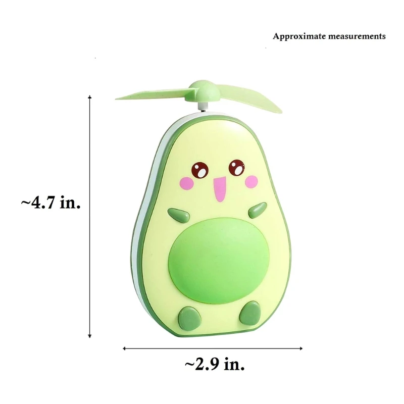 

Creative Avocado Mini Handheld Compact Mirror Cosmetic Beauty Makeup Travel Fan LED Night Light USB Rechargeable Toy