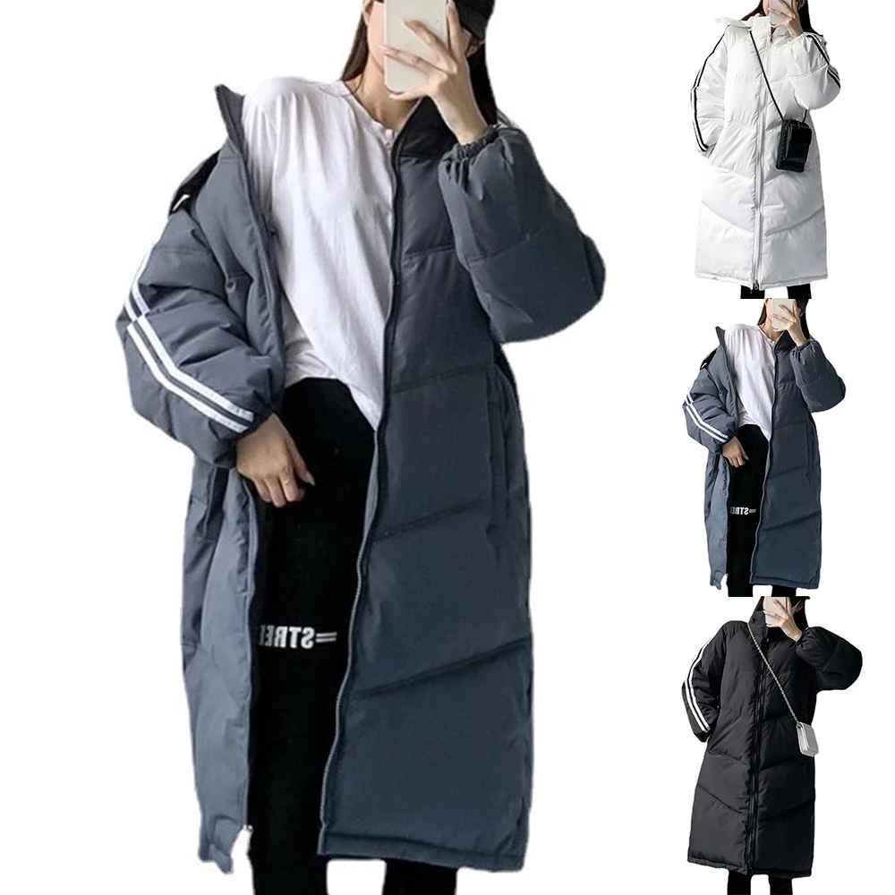

Womens Winter Warm Long Coat Zipper Overcoat Loose Casual Outwearing Tops Outdoors Ladies Long Warm Hooded Striped Coats Clothes