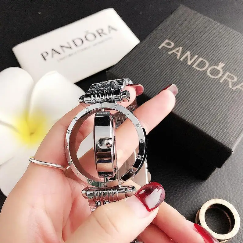 

Luxury brand Quartz Wrist Dress Women Watches Silver Bracelet Ladies Watch Stainless Steel Clock Casual pandoraes Watch P34