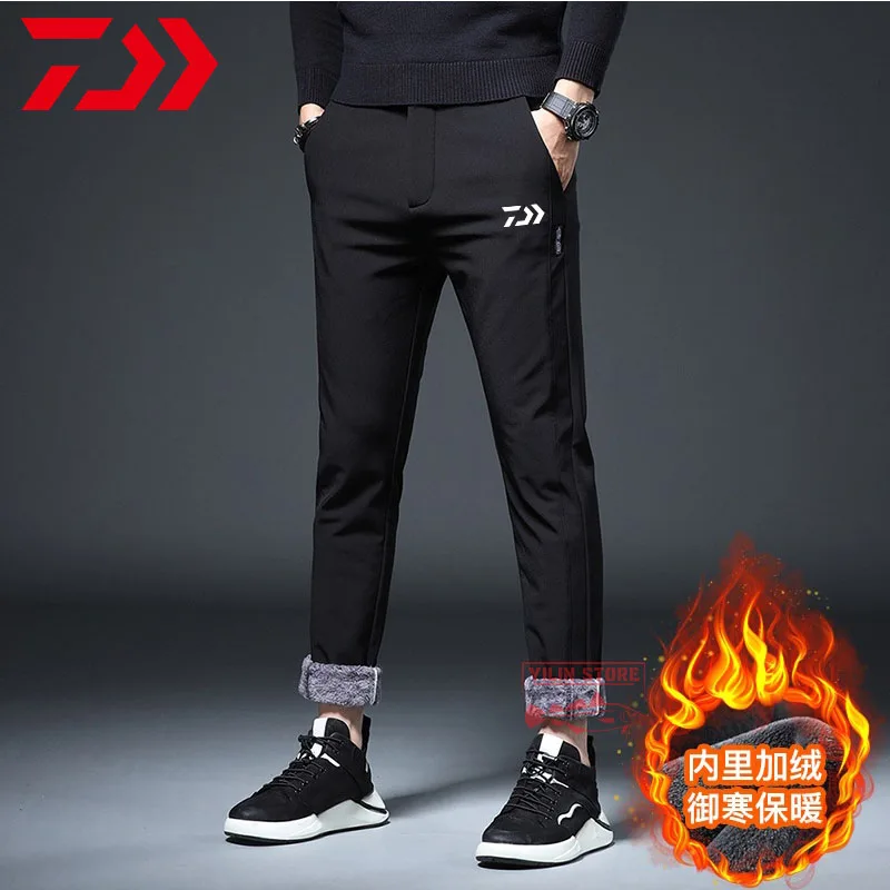 

Daiwa Fishing Clothes Men Autumn Winter Comfortable Breathable Elastic Waist Stretch Pants Plus Velvet Warm Sports Fishing Pants