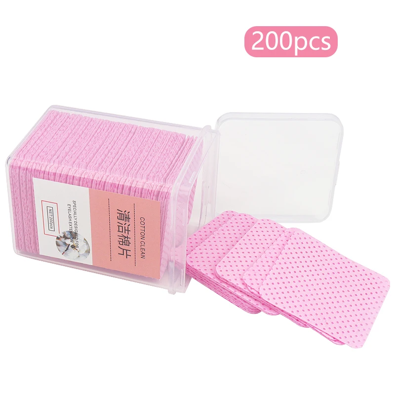 200 шт./корт. Безворсовые бумажные хлопковые салфетки для удаления клея ресниц