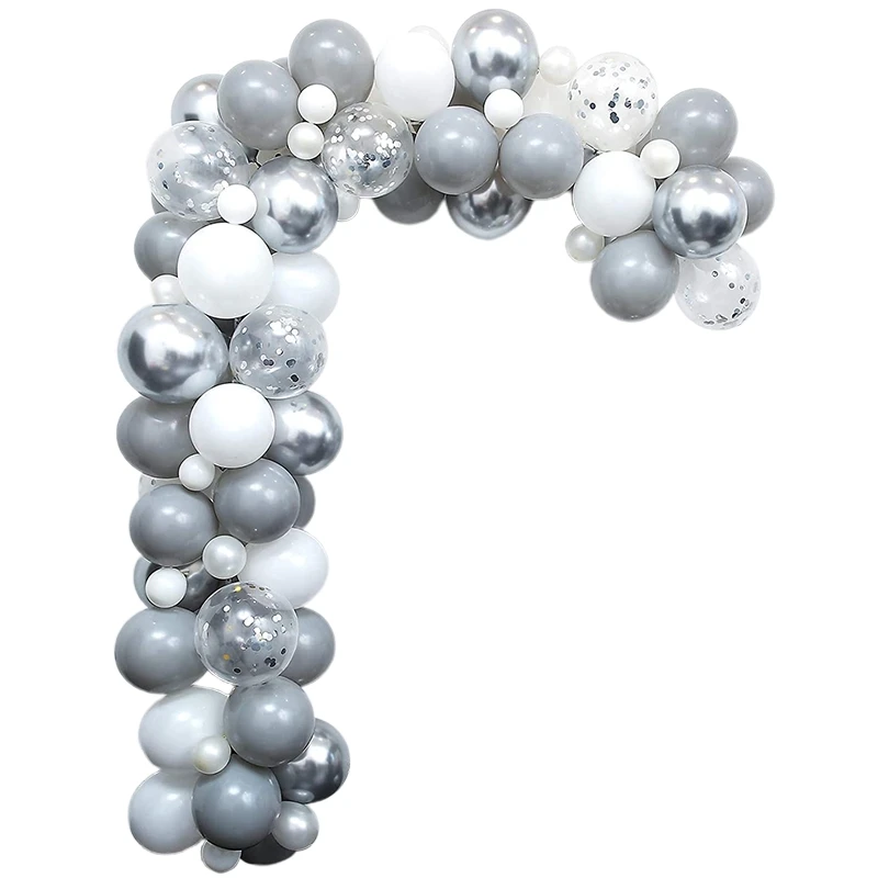 

Best Gray White Balloon Garland Kit Metallic Silver Aluminium Foil Balloon Wedding Birthday Party Baby Shower Decoration
