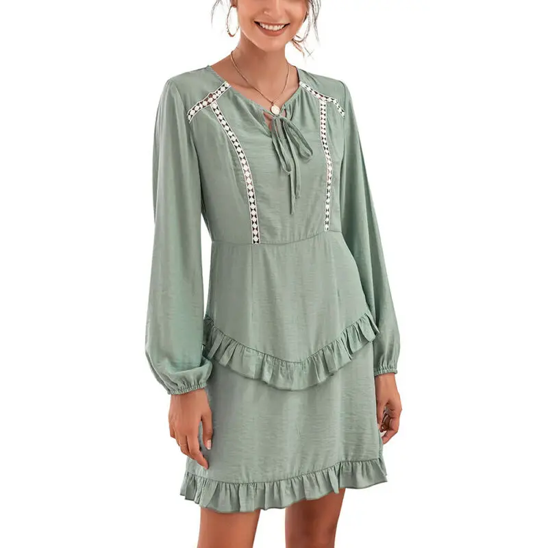 

Womens Mini Dress Ladies Long Sleeve Casual Loose Party Dresses Fashionable New