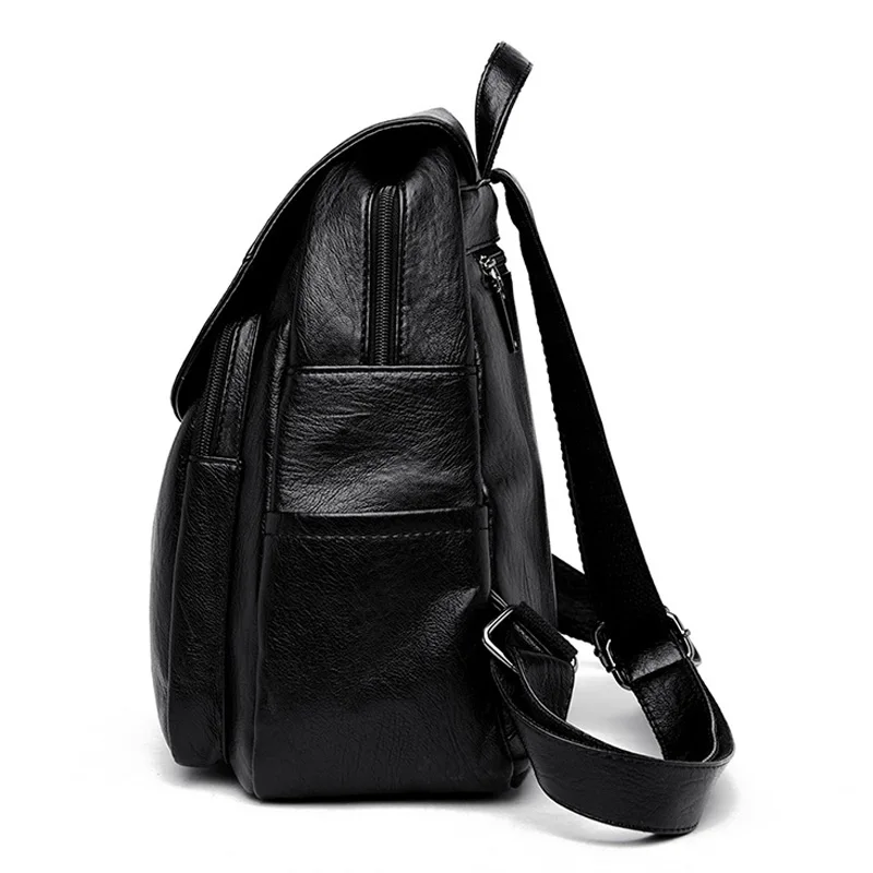 Модный мягкий кожаный женский многофункциональный рюкзак Женская Большая