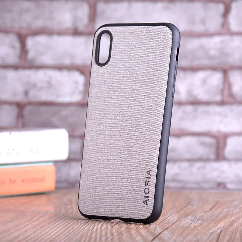 Чехол для iPhone X XR XS max, роскошный текстильный кожаный чехол из мягкого ТПУ, жесткий чехол для телефона для iPhone X XR XS, чехол funda capa - Цвет: Light Gray