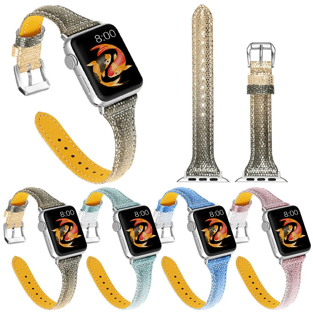 

Girls/Women Gradient Color Leather Strap for iWatch Series 6 SE 5 4 3 2 Fashion Bracelet for Apple Watch Band 38mm 42mm 40/44mm