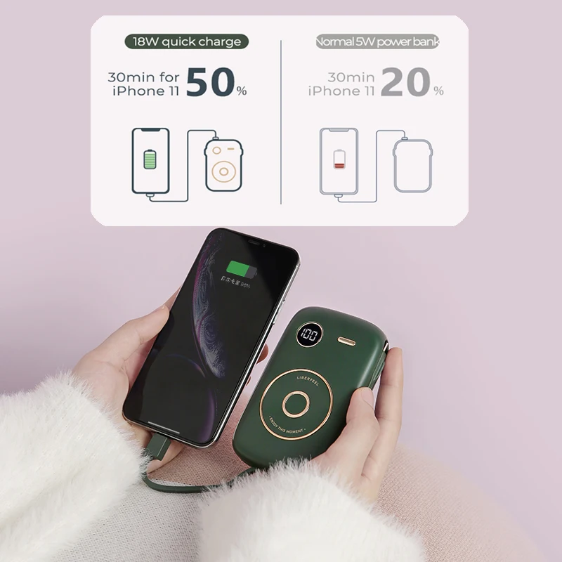 liberfeel power bank 10000mah pd18w qc3 0 quick charge digital display power bank with cable free global shipping