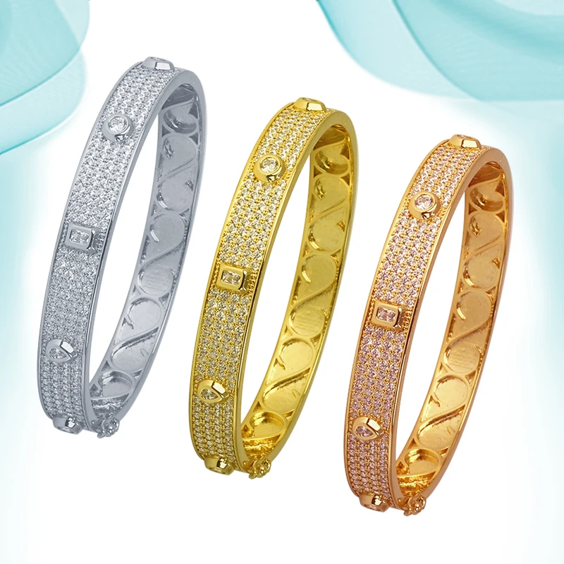 

Simple Wrist Bracelet Luxury Designer Dubai Silver White Rose Gold Color Bangles Jewelry For Women Girls