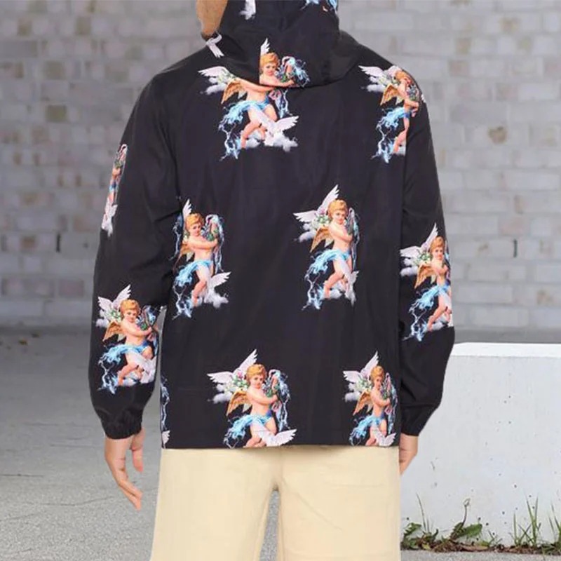 

Мужской свободный свитер с капюшоном и принтом, осень 2021