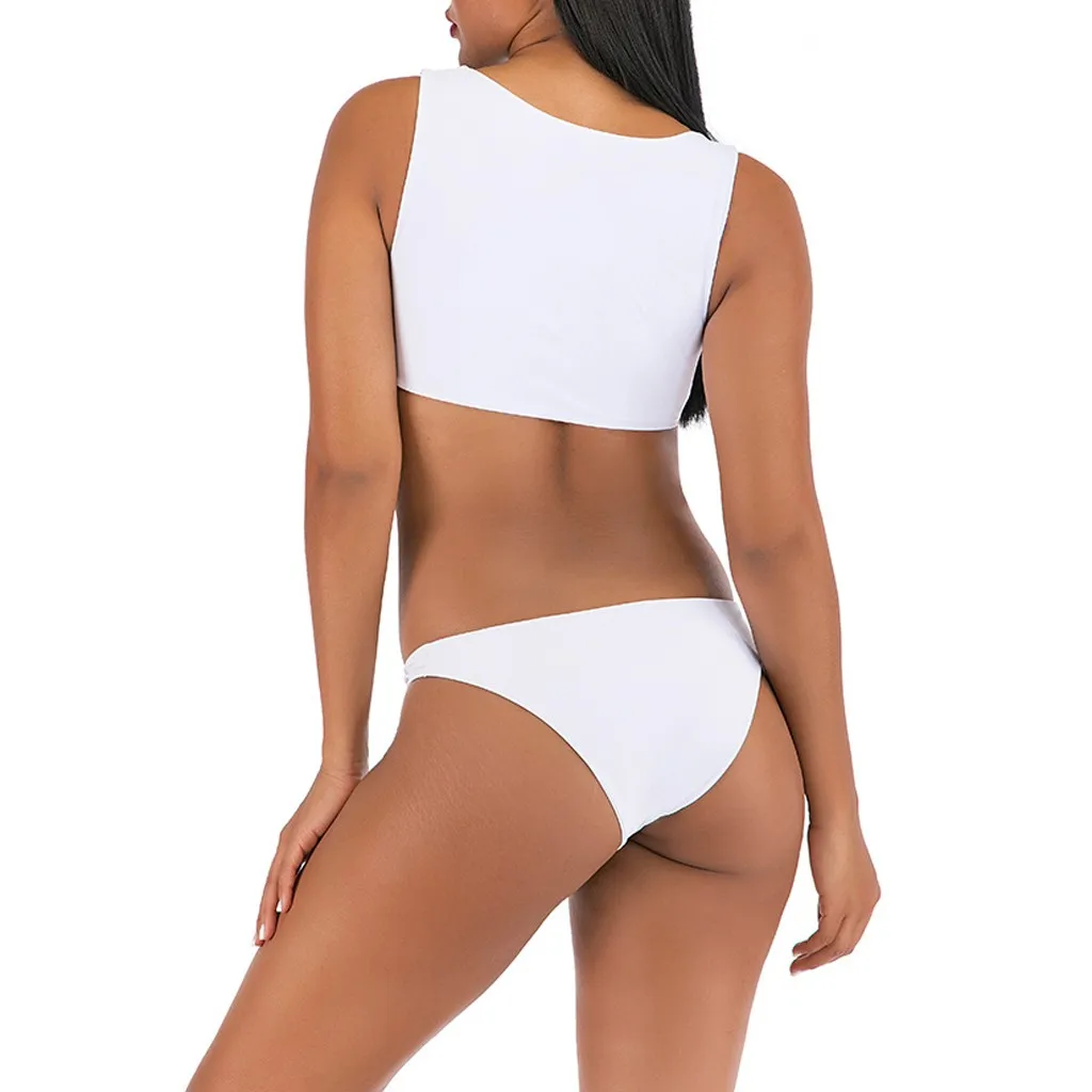 Бикини Женский комплект бикини сексуальный купальник Одноцветный на пуговицах