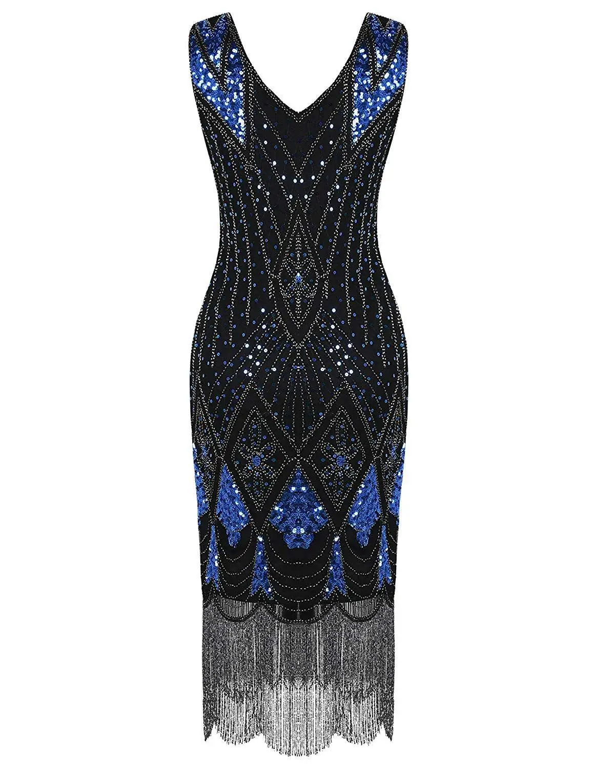Blue dress 1920s Flapper платье Great Gatsby вечерние платья с блестками и бахромой - Цвет: Blue dress