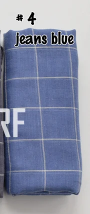 4 jeans blue Один кусок Женский мягкий хлопок плед хиджаб негабаритных сетки мусульманский шарф шали модные однотонные плед Клетчатый палантин вискоза хиджабы - Цвет: 4 jeans blue