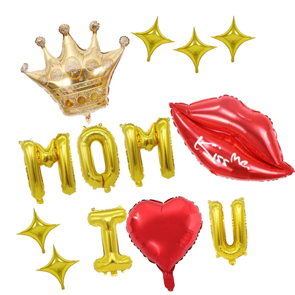 

Father Mother I Love You Balloons Father Mothers Day Party Family Decoration 16inch Gold Letter Balloons Best Mom Ever Globos