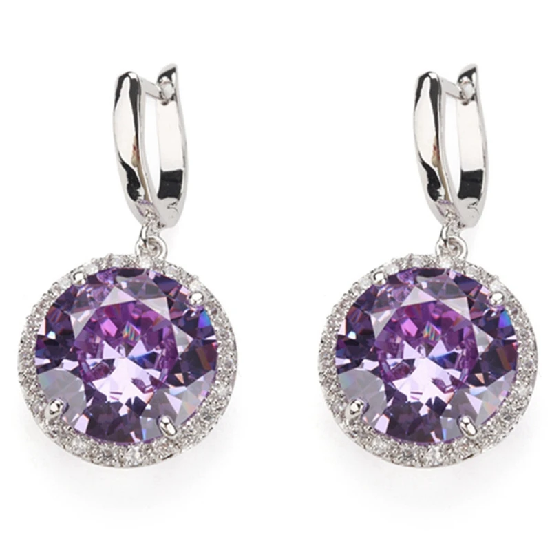 Женские серьги SHUNXUNZE розовые фиолетовые голубые радужные с фианитом R146 R486 R737 R749