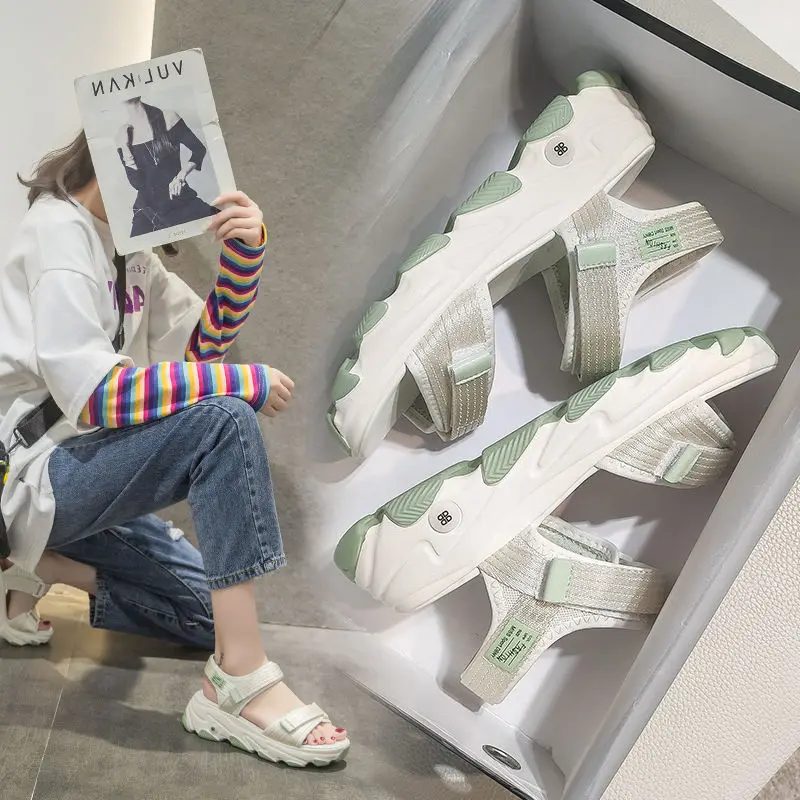 Сандалии на платформе женские модные повседневные пляжные босоножки танкетке