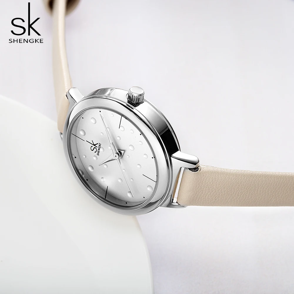 Shengke повседневные кварцевые часы женские модные простые кожаные подарочные Montre