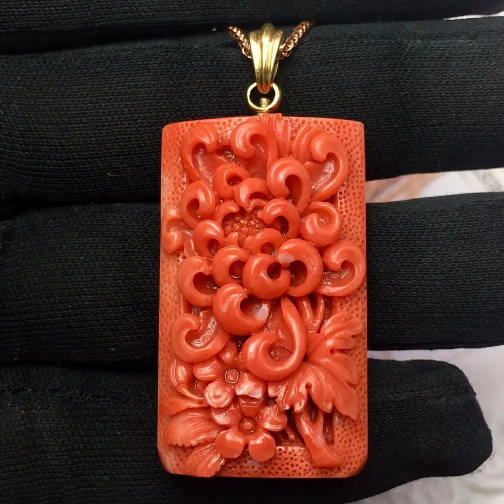 Женское Ожерелье из настоящего золота 18 К с подвеской в виде кораллов | Украшения