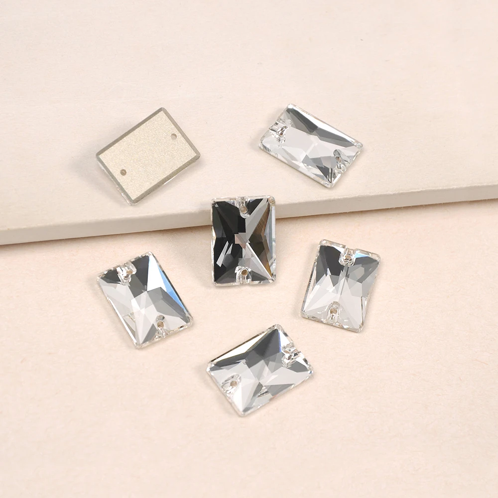 

Best Clear Glass Flatback Glitter Craft Crystal Sew On Rhinestones Rectangle DIY Sewing Accessories For Garment Decorations