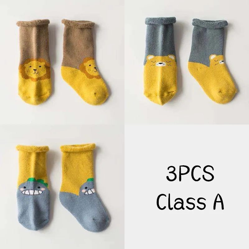 

3Pcs Kids Sock Children's Cartoon Cotton Socks Student Socks Autumn Winter Spring Boys And Girls Floor Socks Multi Color Sock