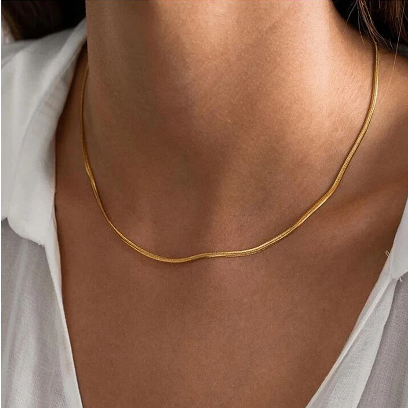 Mavis Hare гладкий чокер из нержавеющей стали в виде змеи цепочка ожерелье роскошные