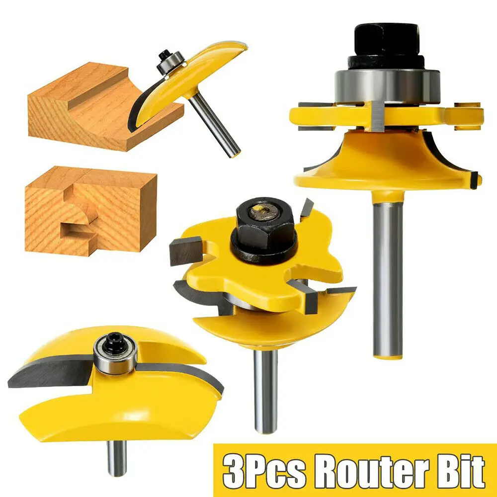 

1/2/3pcs Router Bits 1/4Inch Shank Raised Panel Cabinet Door Router Bit Woodwork Round Shank Milling Cutter
