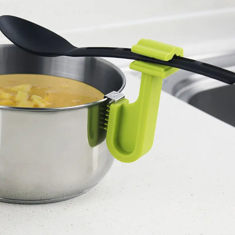 

Silicone Pot Spoon Rest Holder Spatula Clip Anti Overflow Stand Kitchen Gadgets