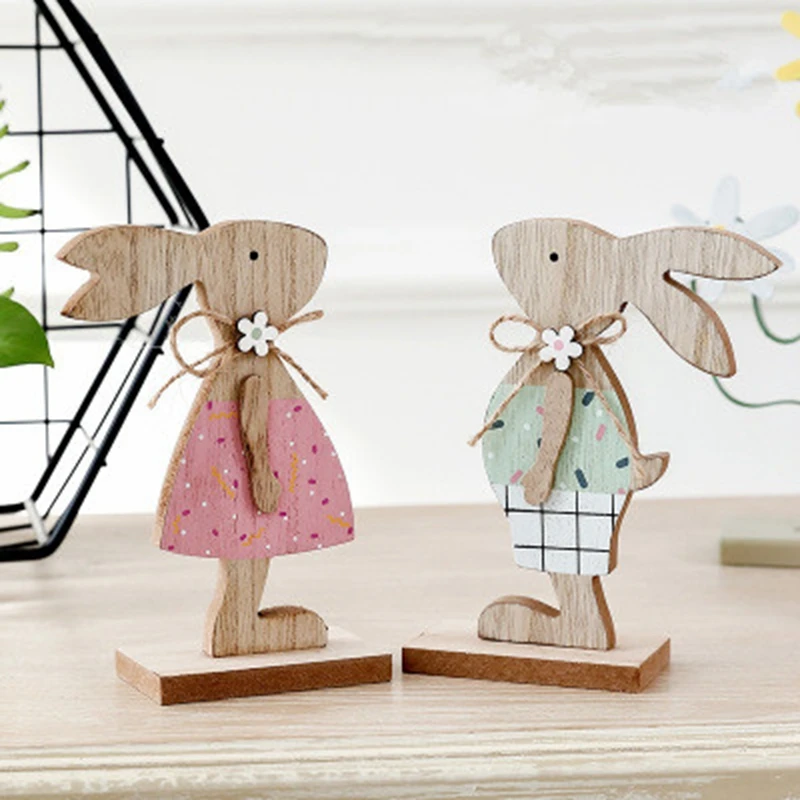 2 шт скандинавские современные Мультяшные садовые деревянные поделки с кроликом