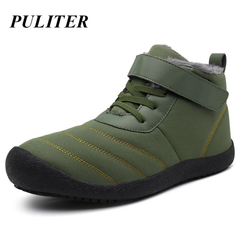 Очень теплые зимние ботильоны мужские роскошные брендовые модные парусиновые