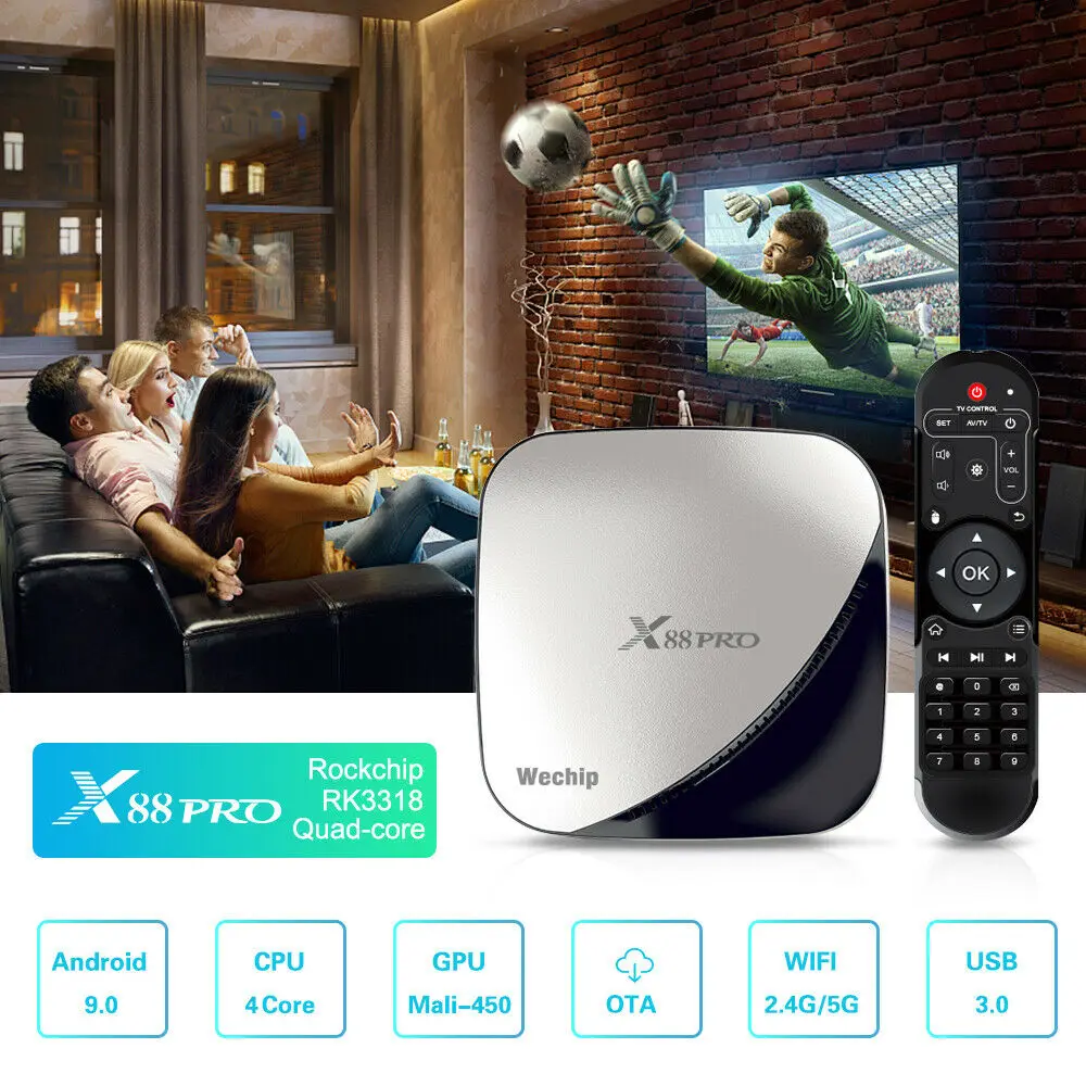 ТВ приставка X88 Pro 4G 64G Android 9 0 Rockchip RK3318 4 ядра 2 & 5G Wifi 4K HDR телеприставка USB 3 Поддержка