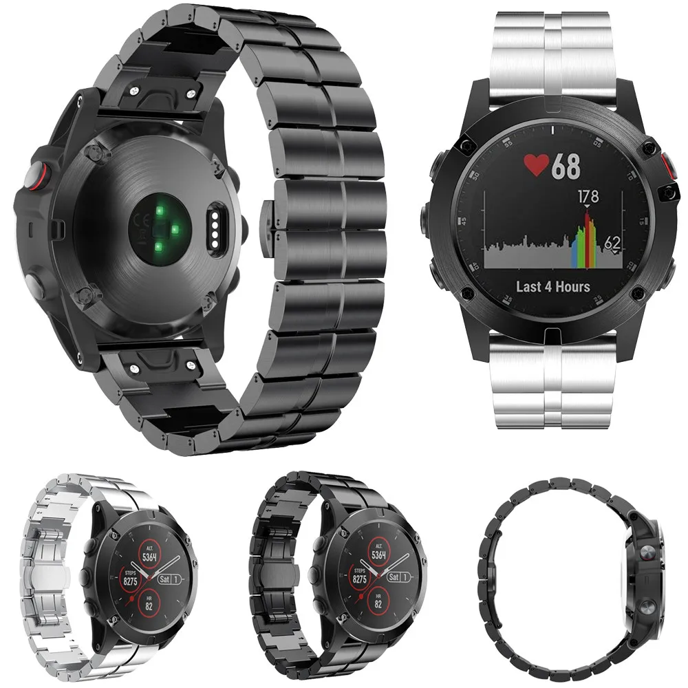 

Роскошный быстросъемный ремешок из нержавеющей стали для Garmin Fenix 5X Plus, ремешок для наручных часов, 2 цвета, 19Nov05