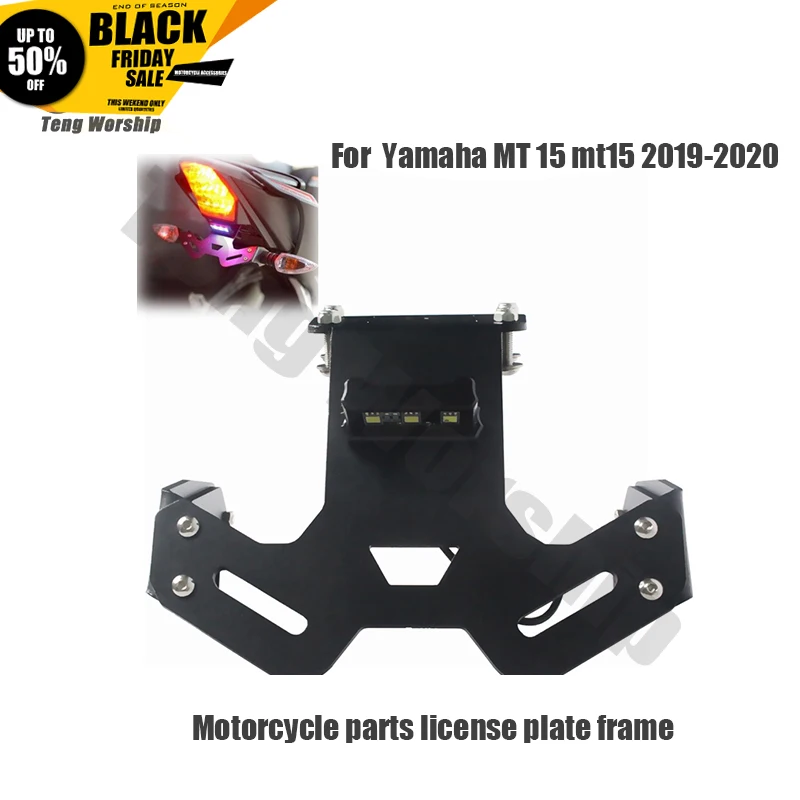 

Motorcycle Accessories License Plate holder Adjustable Angle Aluminum Frame Rear Card Bracket For Yamaha MT 15 mt15 2019-2020