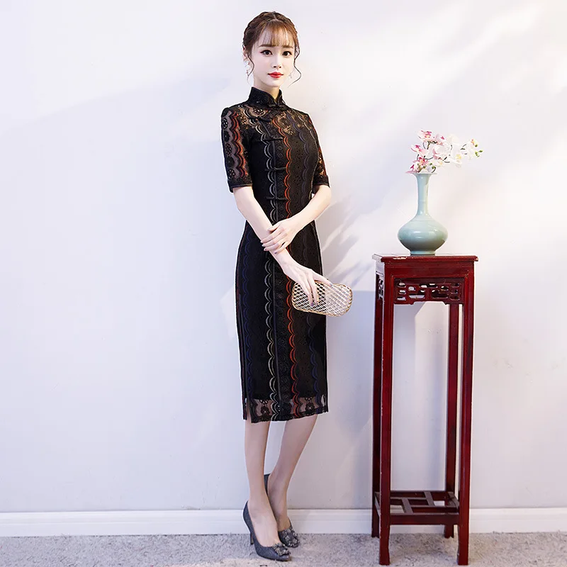 Повседневный чонсам свежие банкетные костюмы Улучшенная Мода Ретро кружево