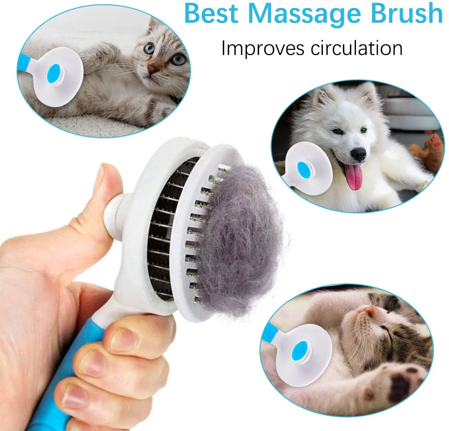 

Self Cleaning Slicker Brush for Dog and Cat Removes Undercoat Tangled Hair Massages Particle Pet Comb Improves Circulation