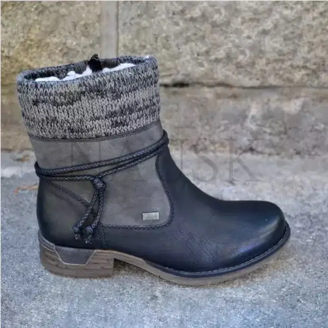 

women heel side zipper Large short boots 2020 new thick sweater boots