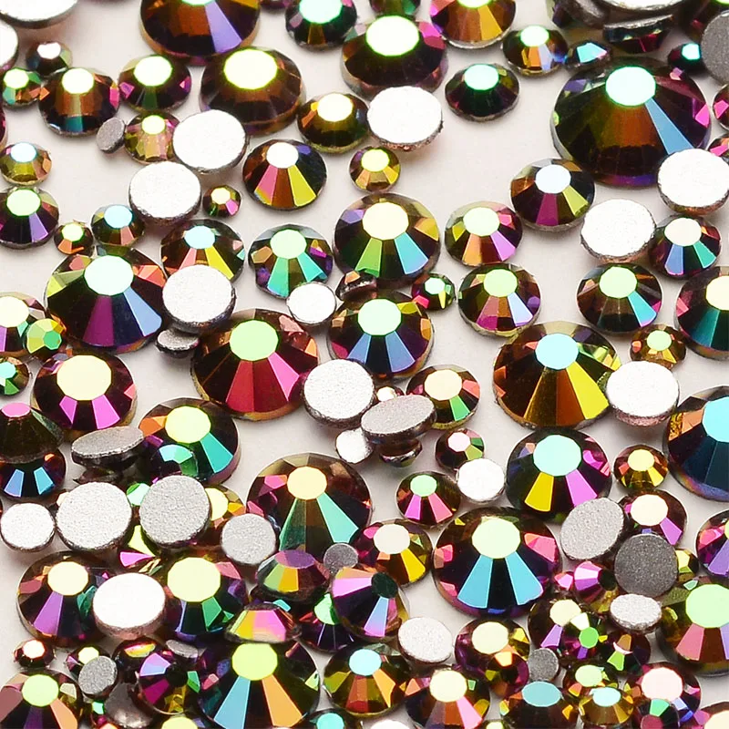 Радужные розовые золотые плоские стразы разных размеров для декоративно