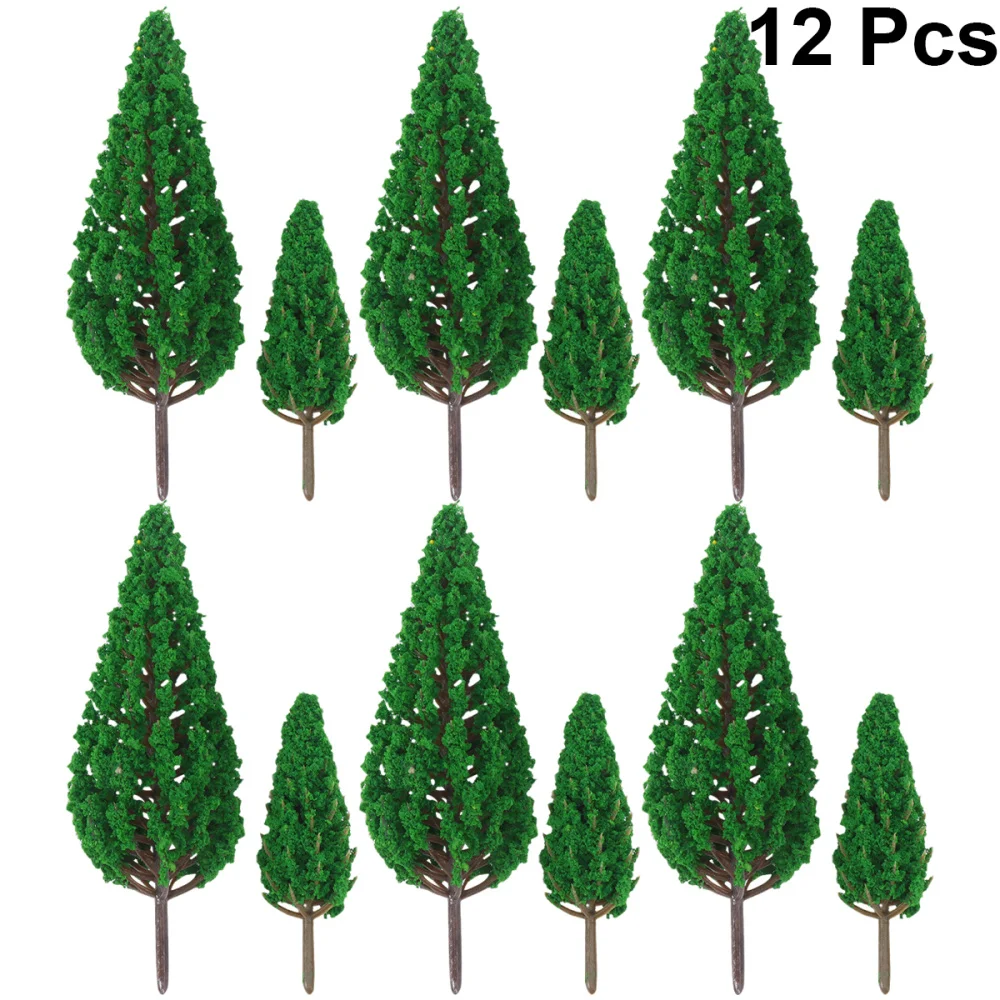 

12 Pcs Garden Landscape Pine Tree Model Layout Props Colorful Scenery Tree Mini Sand Table Construction Model (Green, 6.