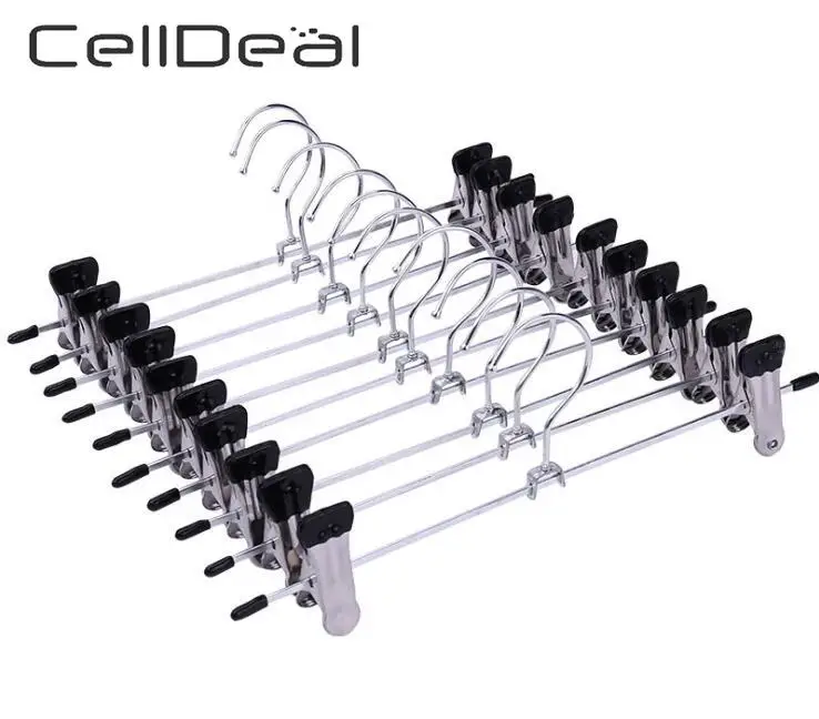 

10pcs/multiple Hanger Clothes Stainless Steel Clip Stand Hanger Pants Skirt Kids Clothes Adjustable Pinch Grip Drying Rack