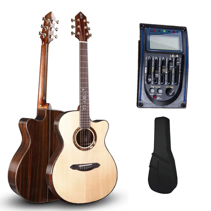 Electric model 01 Finlay Tiamo T-A160CE, профессиональная прочная гитара с звукоснимателем, 4" гитара с еловым верхом/ламинированный корпус из палисандра+ жесткий чехол - Цвет: Electric model 01