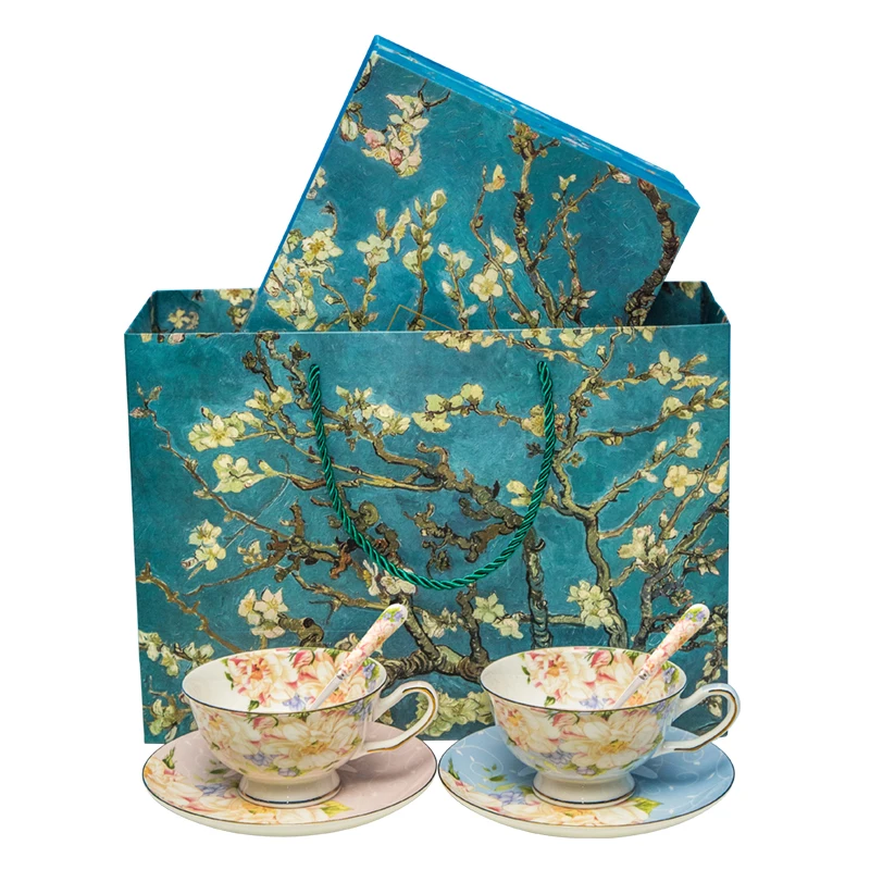 Выразительные Популярные синий розовый дизайн два цвета костяного фарфора чашки