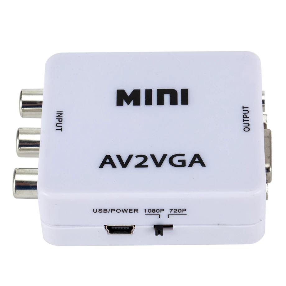 Мини-видеоконвертер PzzPss 1080P RCA AV на VGA видеоконвертер конвертер с 3 5 мм аудио AV2VGA /