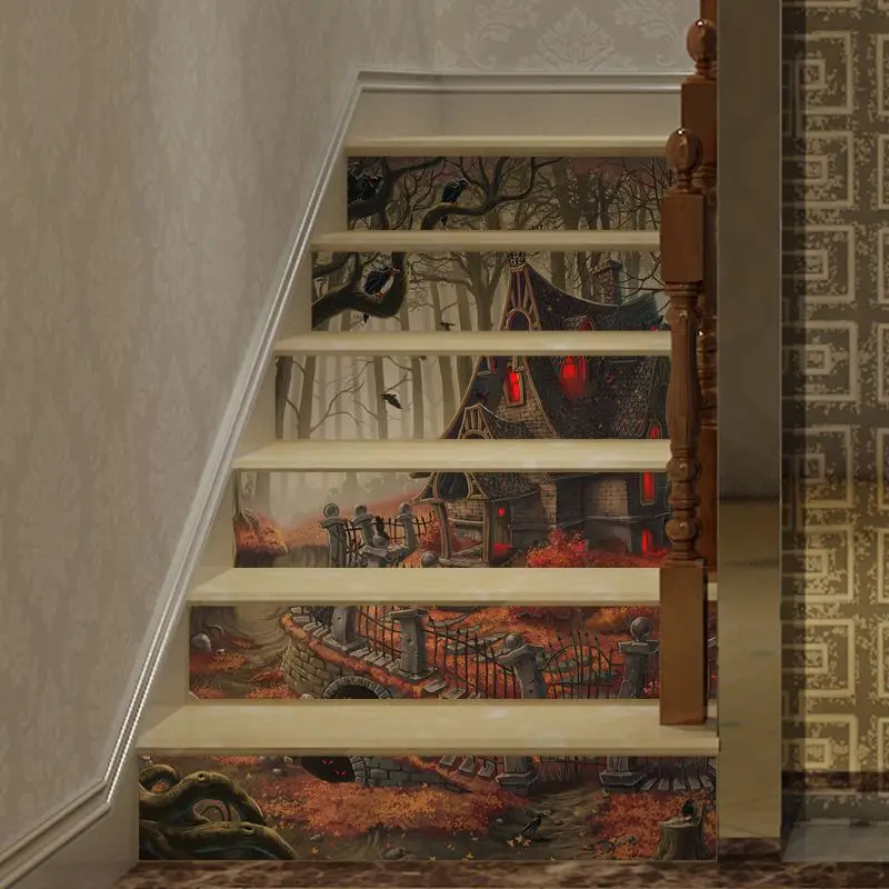 Наклейка для лестницы на Хэллоуин украшение дома с привидениями наклейка