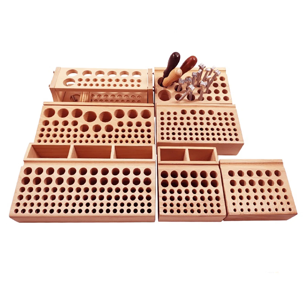 

24/46/68/76/98 Hole Leather Tool Storage Rack Frame Hand-stitched Punch Seal Tool Storage Table DIY Craft Tool Storage Box