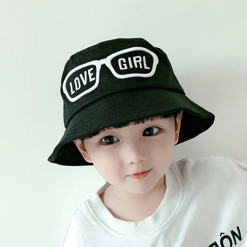 

Children hat spring glasses fisherman hat personality men and women baby outing tide sun hat Korean flat-top cloth basin hat