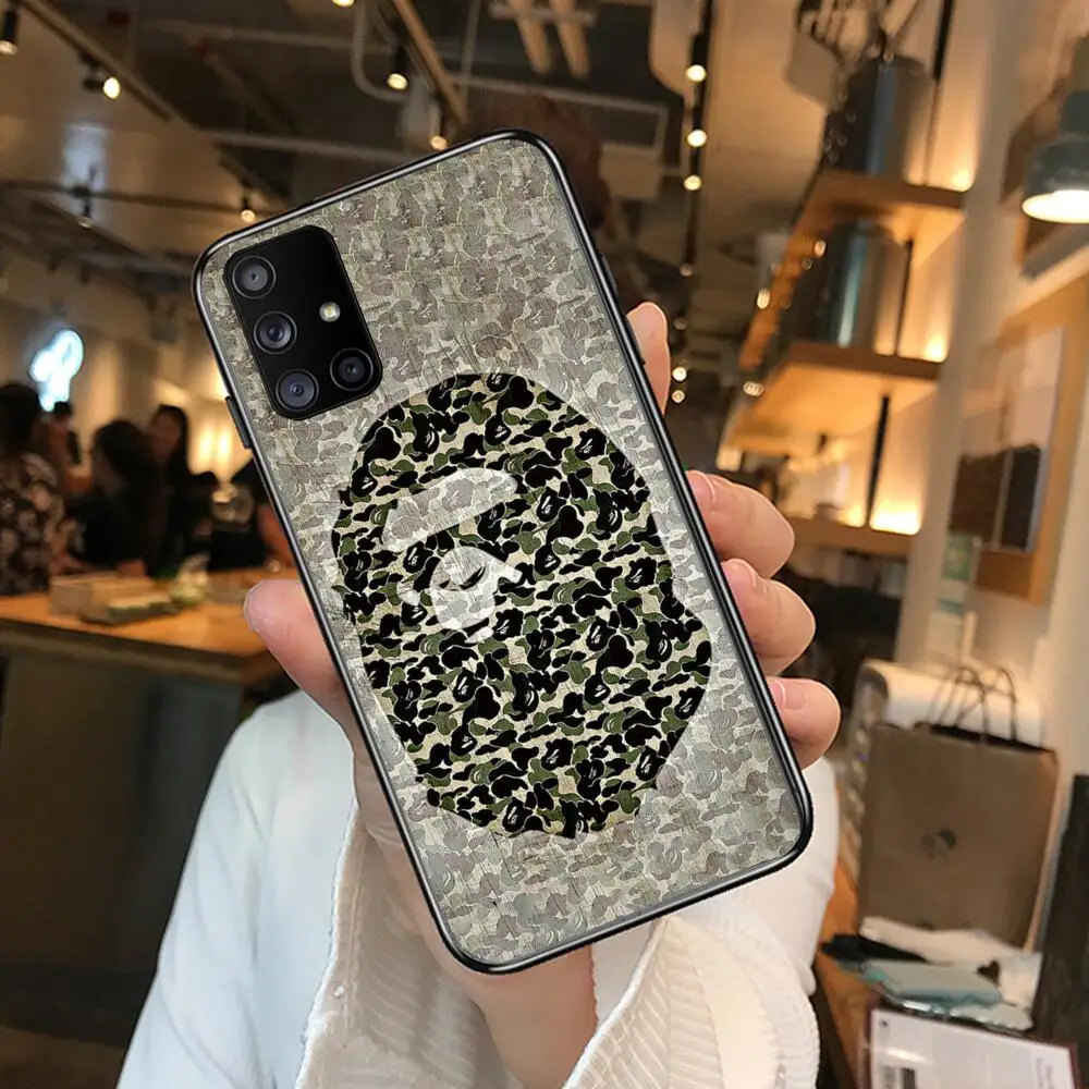 

bape Shark face Camouflage Pattern Camo Phone Case Hull For Samsung Galaxy A 50 51 20 71 70 40 30 10 80 E 5G S Black Shell Art