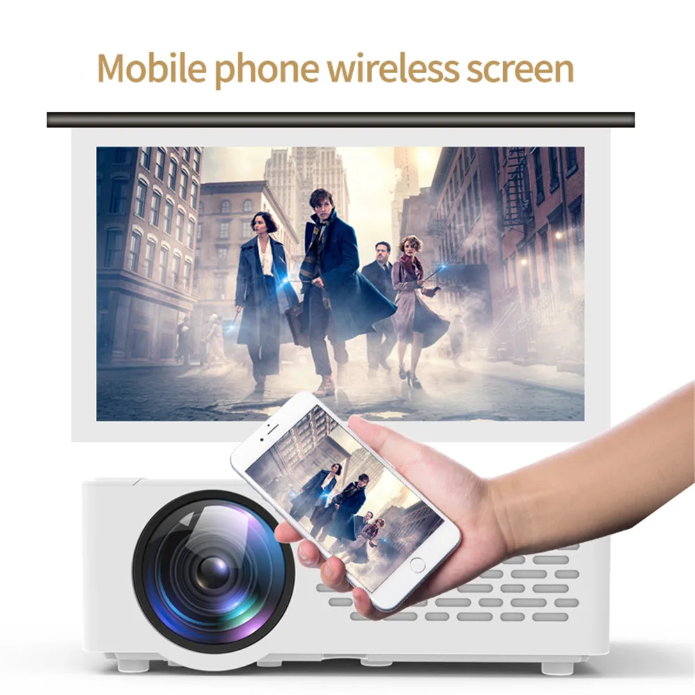 Мини проектор J12 Full HD1080P с Wi Fi зеркалированием экрана телефона 5000 люкс для