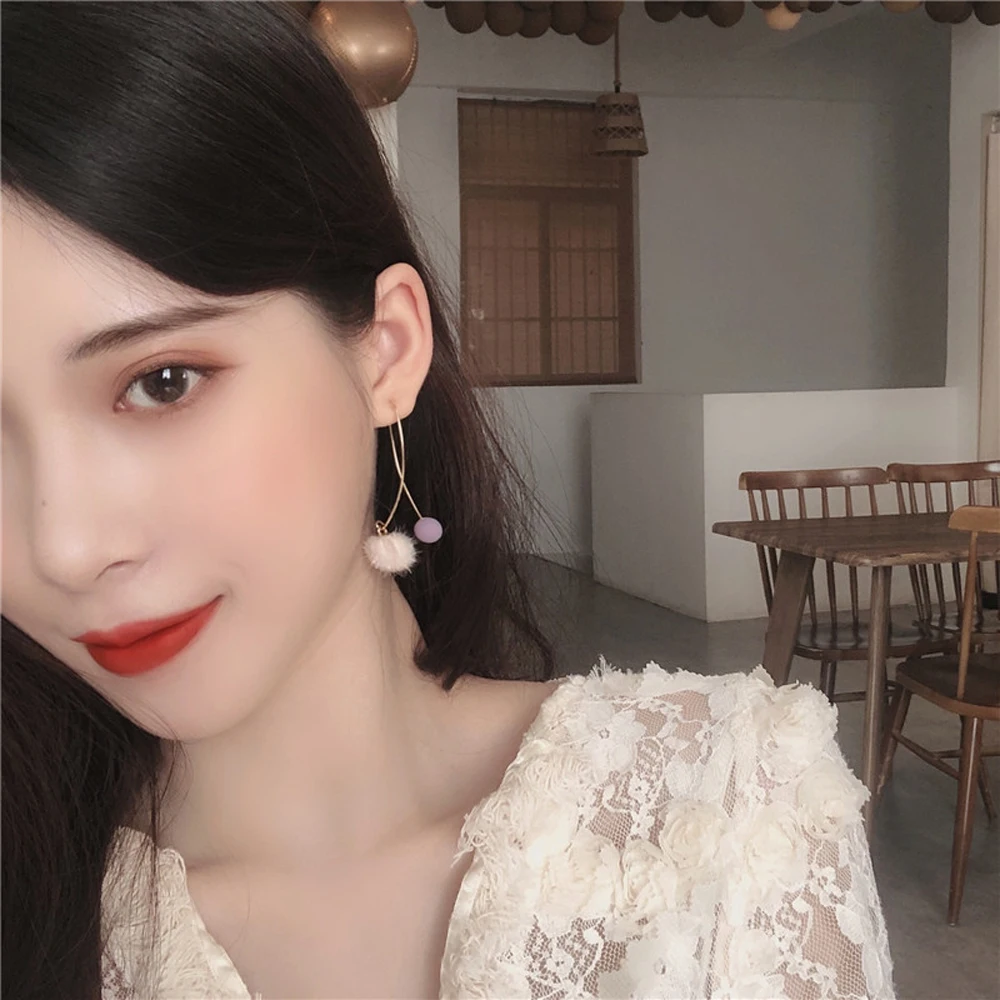 

Han Edition Earrings Design Tide Personality Sphere Shape The Stud Earrings Women Lovely romantic Fashion Accessories