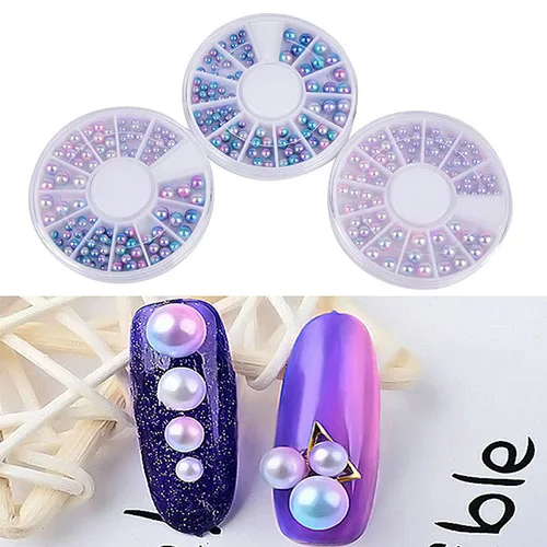 1 коробка AB DIY Красочные Блестящие Стразы для ногтей 3d Шарм жемчужные бусины