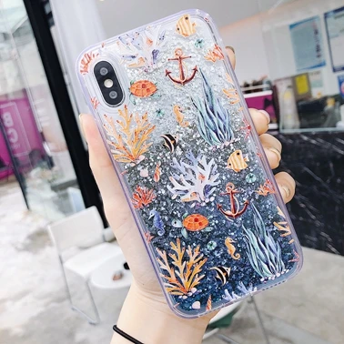 Динамичными плавающими жидкими чехол для телефона для samsung Galaxy S7 S8 S9 Plus note 8 9 J3 J5 J7 A3 A5 A8 A6 плюс A7 чехол - Цвет: coral