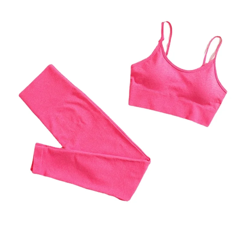 

2021 New Yoga Set Seamless Women Gym Clothing Fitness Workout Clothes for Bra High Waist Leggings Suit Training Set